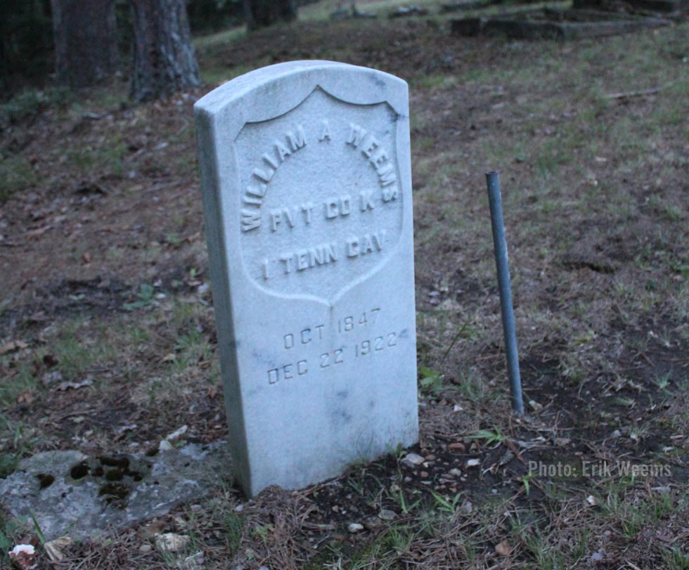 William Alexander Weems Company K gravestone marker